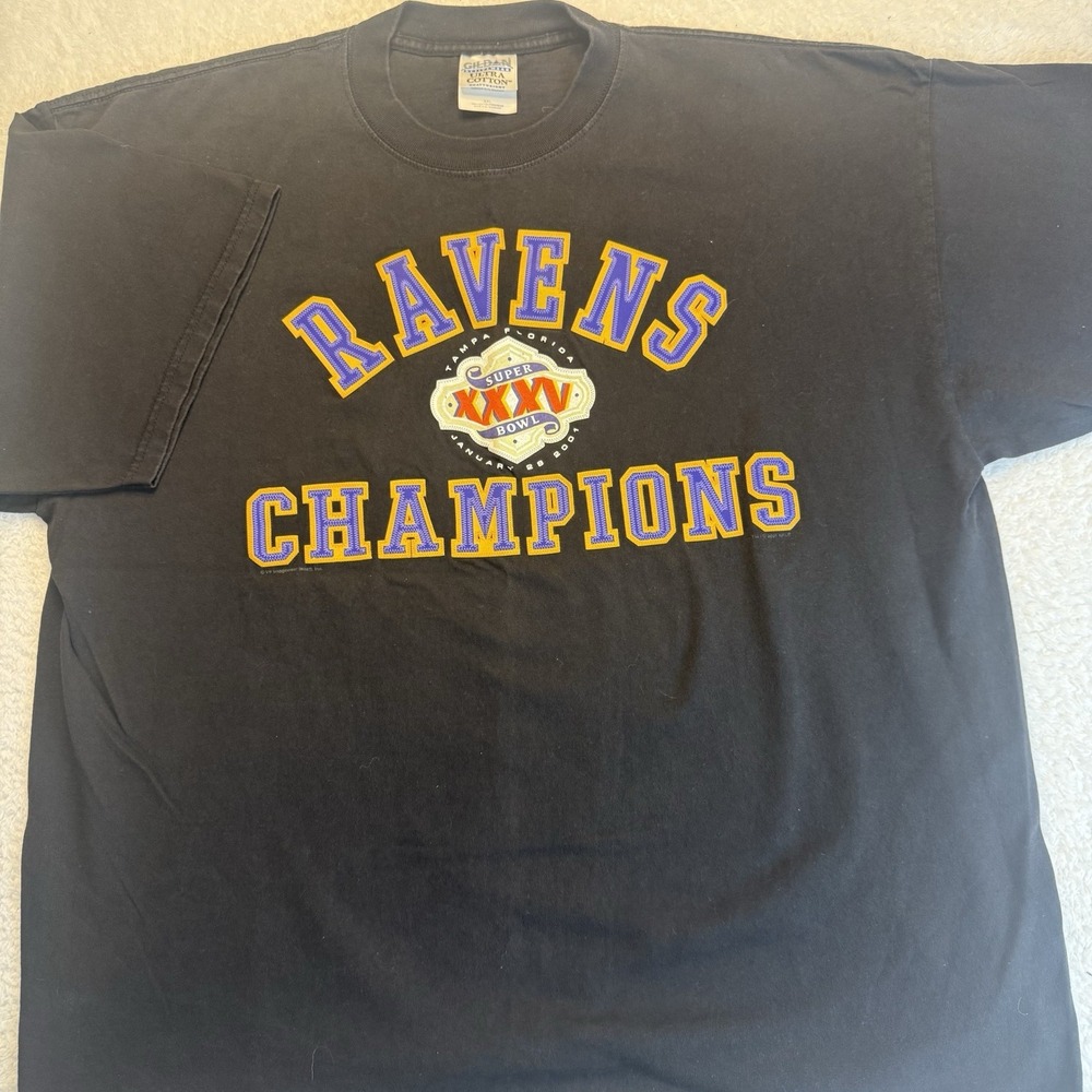 Super Bowl XXXV Champions 2001 Baltimore Ravens Mens Shirt 2XL‎